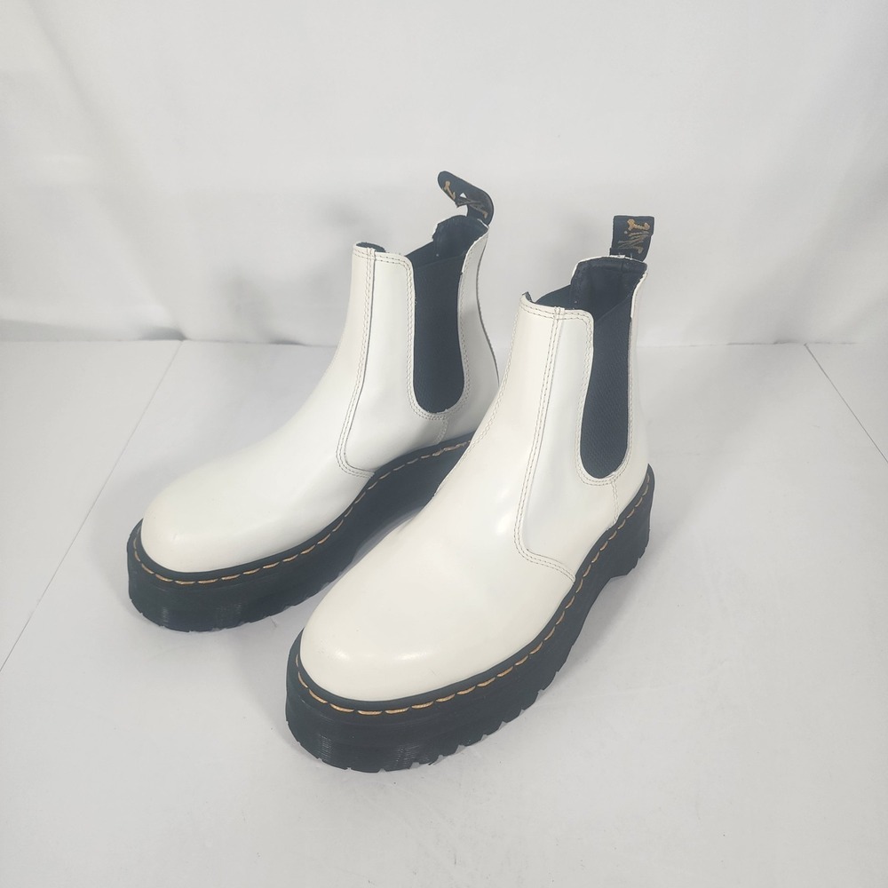 Dr Martens 2976 Quad White Platform Chelsea Boots Women's 10 Men's 9 EU 42